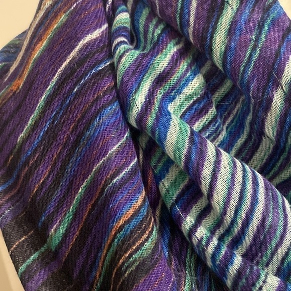 Multicolor Colorful Blue Black Stripe Bohemian Infinity Scarf - Picture 8 of 14